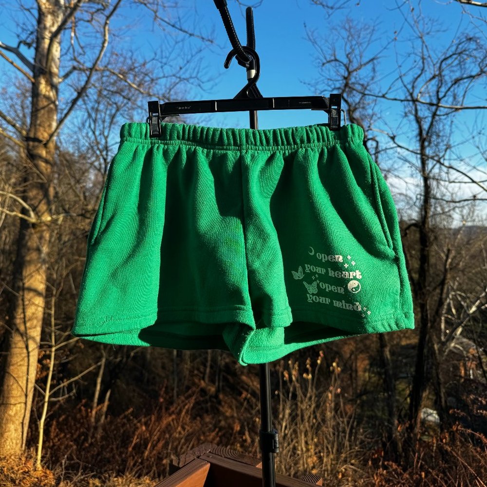 Large fleece lined green shorts